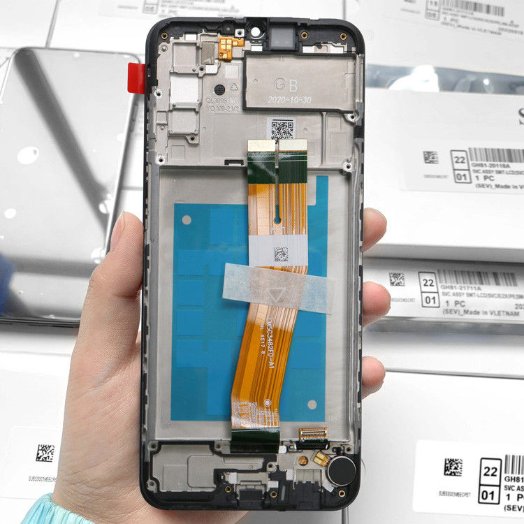 ขายปลีก A02S LCD lcd With Frame สําหรับ  A02S โรงงานจอสัมผัส  A025 Service Pack LCDS กางเกง
