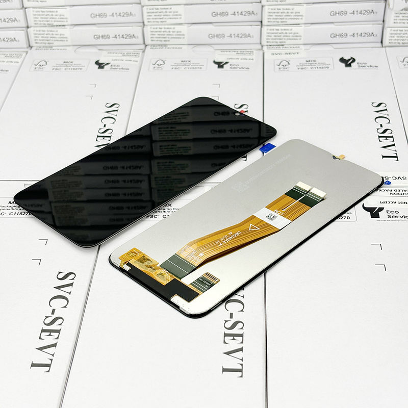 จอจอ LCD สีดํา แทน MOQ 5 ชิ้น สําหรับ A02S โมเดล โทรศัพท์มือถือ